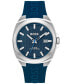 Men's Walker Quartz Basic Calendar Blue Silicone Watch 41mm
