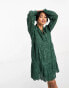 Фото #8 товара Y.A.S broderie mini smock dress in green