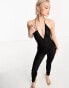 Amy Lynn halterneck Kitty catsuit in black honeycomb mesh