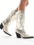 Фото #5 товара Simmi London Dakoa metallic western boot in gold