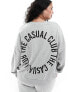 Фото #5 товара Pieces Curve 'the casual club' slogan sweatshirt co-ord in grey