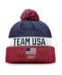 Фото #1 товара Men's Red, Navy Team USA Cuffed Knit Hat with Pom