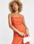 Фото #4 товара Rare London mesh drape wrap midi pencil dress in orange