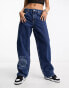 ASOS DESIGN Smiley baggy boyfriend jeans in dark blue