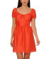 Women's Puff-Sleeve Sweetheart Fit & Flare Dress Orange spice, 0 - фото #1