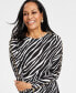 Фото #3 товара Women's Zip-Trim Long-Sleeve Top, Created for Macy's