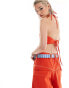 COLLUSION co-ord denim halter top with contrast stitch in orange