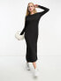 Фото #4 товара River Island column midi dress with side split in black