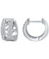 ფოტო #4 პროდუქტის Cubic Zirconia Lattice Small Huggie Hoop Earrings, 0.51", Created for Macy's