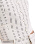 Mango stripe linen mix co-ord waistcoat in white