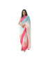 ფოტო #5 პროდუქტის Women's Pink and Blue Shaded Silk Pre-Draped Saree with Hand Embroidered Blouse