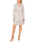 Фото #3 товара Women's Floral Tie-Neck Long Sleeve Smocked Ruffled Hem Dress