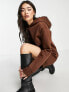 Фото #4 товара Threadbare Floyd hoodie mini dress in chocolate brown