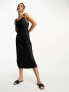 Фото #3 товара River Island cowl neck satin slip midi dress in black
