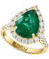 Фото #1 товара EFFY® Emerald (3-3/8 ct. t.w.) & Diamond (7/8 ct. t.w.) Pear Halo Ring in 14k Gold