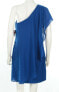 Фото #4 товара Aidan by Aidan Mattox Blue One Shoulder Side Zip Closure Crepe Dress Size 8