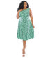 Plus Size Sleeveless Fit & Flare Midi Dress green ivory, 20W - фото #2