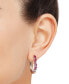 ფოტო #2 პროდუქტის Lab-Grown Ruby (1-1/3 ct. t.w.) & Lab-Grown Pink Sapphire (2 ct. t.w.) Small Hoop Earrings in Sterling Silver, 1"