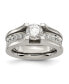 Фото #1 товара Titanium with Sterling Silver Accent Polished with CZ Ring