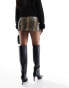 Mango snake print faux leather skirt in brown