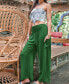 Фото #2 товара Women's Green Smocked Waist Wide Leg Pants