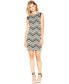 Фото #1 товара Bar III Women's Pleather Jacquard Chevron Print Sheath Dress Black Multi M