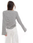 Vero Moda Aware flared sleeve jersey top in cream stripe