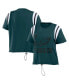 ფოტო #1 პროდუქტის Women's Midnight Green Distressed Philadelphia Eagles Cinched Colorblock T-shirt