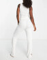 Il Sarto lounge ribbed vest and wide pant set in off white