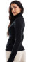 Фото #4 товара Calvin Klein Jeans Slim Ribbed Roll Neck Jumper in CK Black