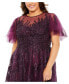 ფოტო #3 პროდუქტის Women's Plus Size High Neck Flutter Sleeve A Line Embellished Dress