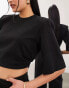 Фото #4 товара ASOS EDITION premium jersey shoulder pad boxy crop t-shirt in black