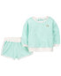 Фото #2 товара Baby 2-Piece Rainbow Sweatshirt & Short Set 3M