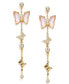 ფოტო #1 პროდუქტის Faux Stone Butterfly Linear Mismatch Earrings