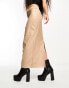 River Island Petite tailored column PU midi skirt in brown Коричневый, 30 - фото #2