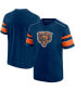 ფოტო #3 პროდუქტის Men's Navy Chicago Bears Textured Throwback Hashmark V-Neck T-shirt