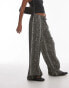 Фото #2 товара Topshop satin wide leg trouser with tie waist in snake