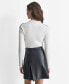 ფოტო #2 პროდუქტის Women's Zip-Collar Long-Sleeve Rib-Knit Sweater