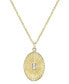 ფოტო #1 პროდუქტის Diamond Baguette Oval Pleated Disc Pendant Necklace (1/10 ct. t.w.) in 14k Gold, 16" + 2" extender