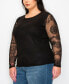 Фото #3 товара Plus Size Dragon Print Mesh Scoop Neck Long Sleeve Top