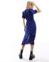 Фото #6 товара Wednesday's Girl wrap detail check midaxi dress in blue