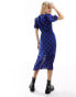 Wednesday's Girl wrap detail check midaxi dress in blue