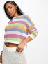 Фото #1 товара Hollister striped crochet jumper in multi