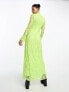 Something New x Lame. Cobain high neck lace maxi dress with cut outs in acidic lime green Кислая известь, XS - фото #3