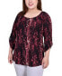 Фото #1 товара Plus Size 3/4 Push Tab Round Neck Henley Top