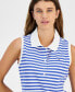 ფოტო #3 პროდუქტის Women's Striped Sleeveless Polo Shirt