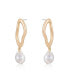 ფოტო #2 პროდუქტის Open Circle 18K Gold-Plated and Cultured Freshwater Pearl Dangle Earrings