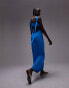 Topshop buckle back slip dress in bright blue