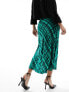 French Connection Dani check midi skirt in dark green