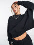 Фото #1 товара Nike mini swoosh extra oversized crop sweatshirt in black and sail